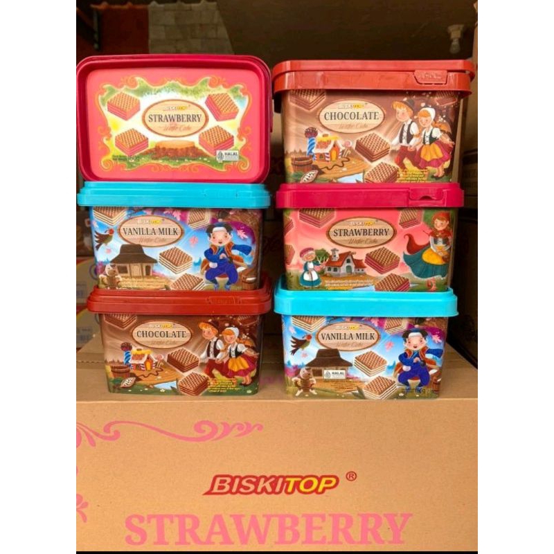 

Biskitop Wafer Cube 180gr Rasa Vanila, Strawberry, dan Cokelat