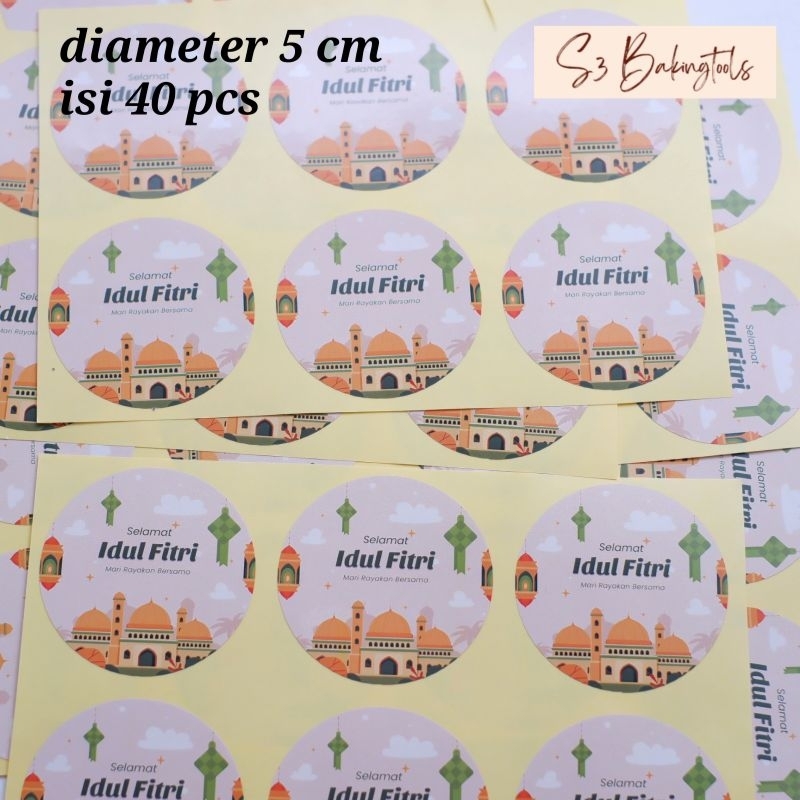 

sticker label stiker idul fitri isi 40 pcs peach