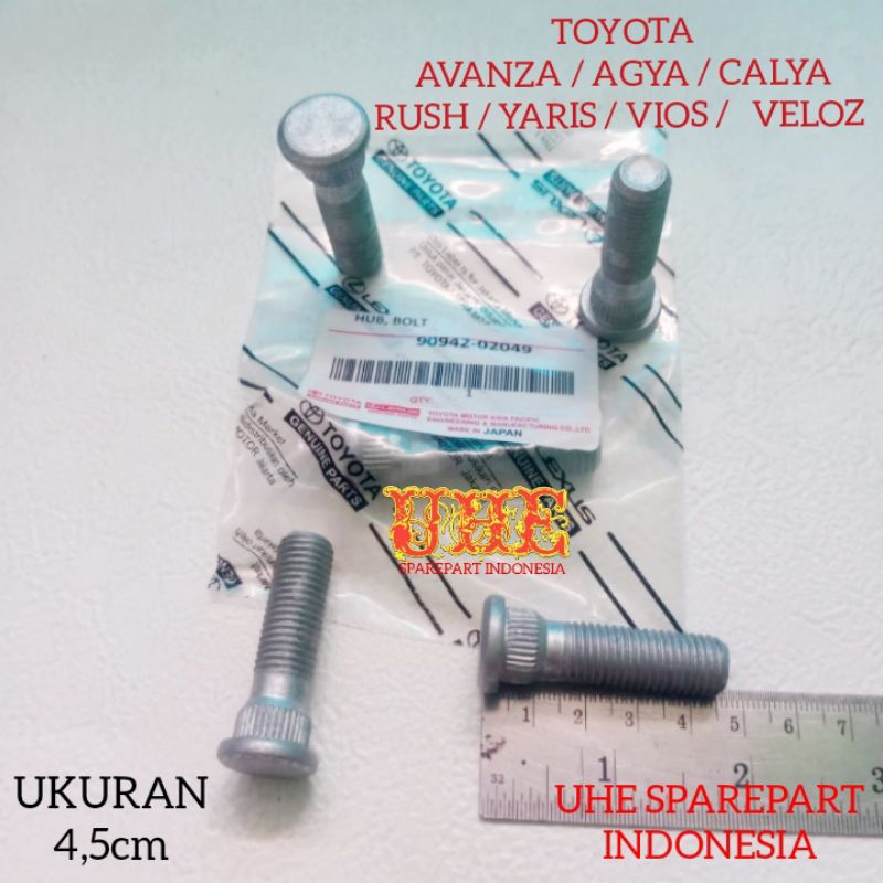 Baut Roda Mobil Original TOYOTA AGYA CALYA AVANZA VELOZ  RUSH YARIS VIOS 4,5cm