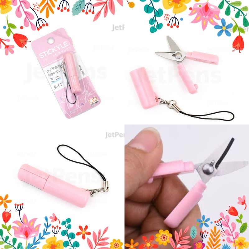 

Stickyle Mini Type Scissors / gunting Japan with lanyard PINK (bisa masuk pesawat)
