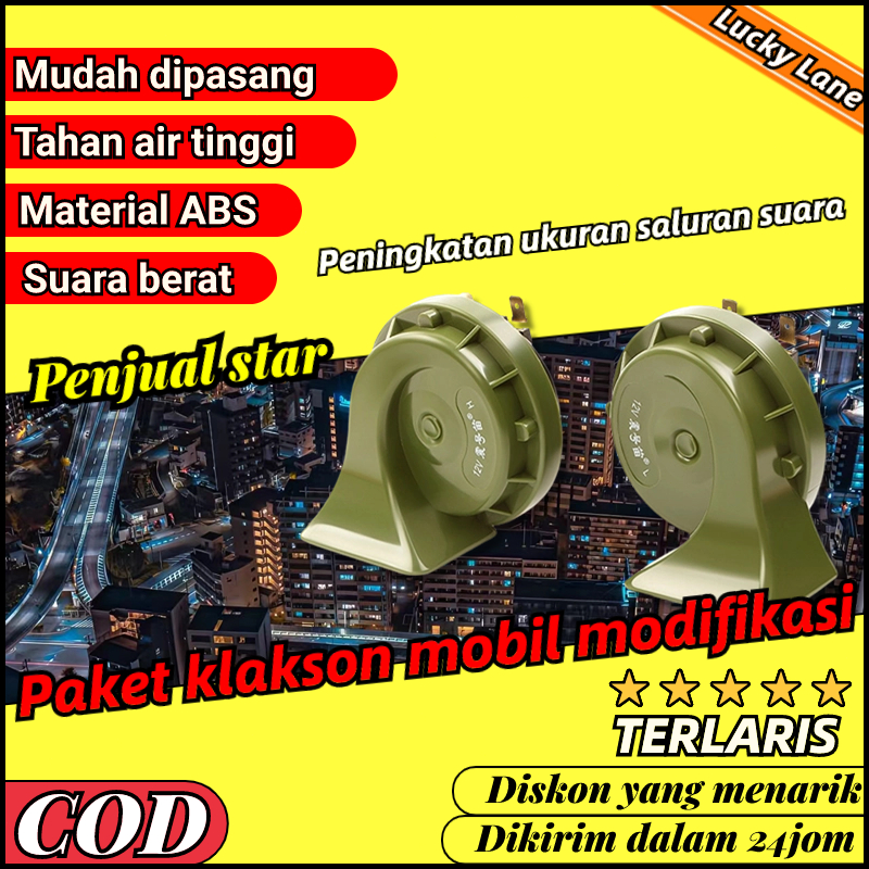 Klakson Keong waterproof anti air double + Aksesoris Motor mobil 24 V Suara Seperti Denso Dan Hella 