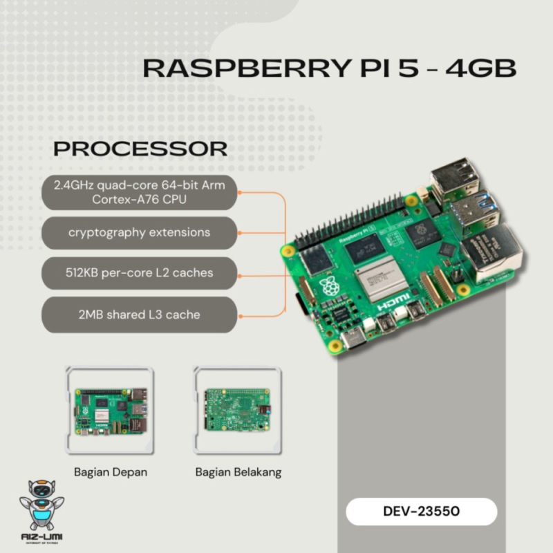 Raspberry Pi 5 Model B RAM 4GB Berkualitas