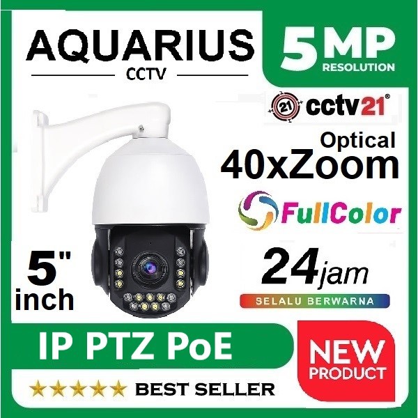 IP Camera CCTV / ColorVu / PTZ / 40X Optical Zoom Speddome 5 inch Real 5MP AQUARIUS Full Color  25Fp