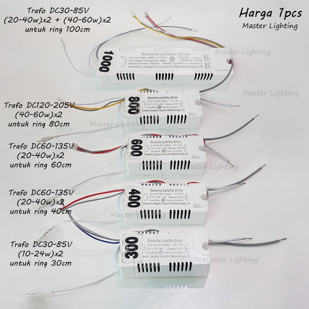 Trafo led strip cahaya 3warna untuk lampu gantung ring lampu dinding
