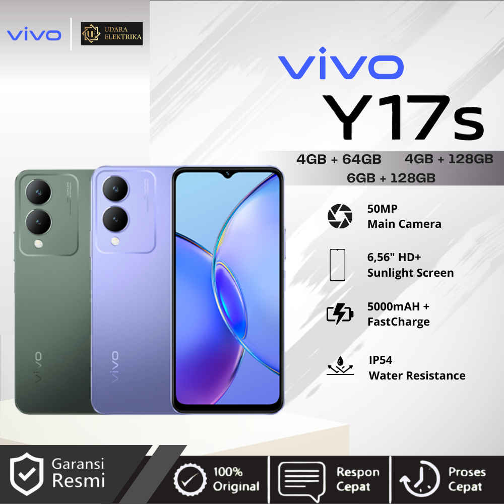 VIVO Y17S RAM 50MP Camera, 15W FlashCharge+5000mAH, IP54 4/64 GB | RAM 4/128 GB &amp; RAM 6/128 GB - Garansi Resmi