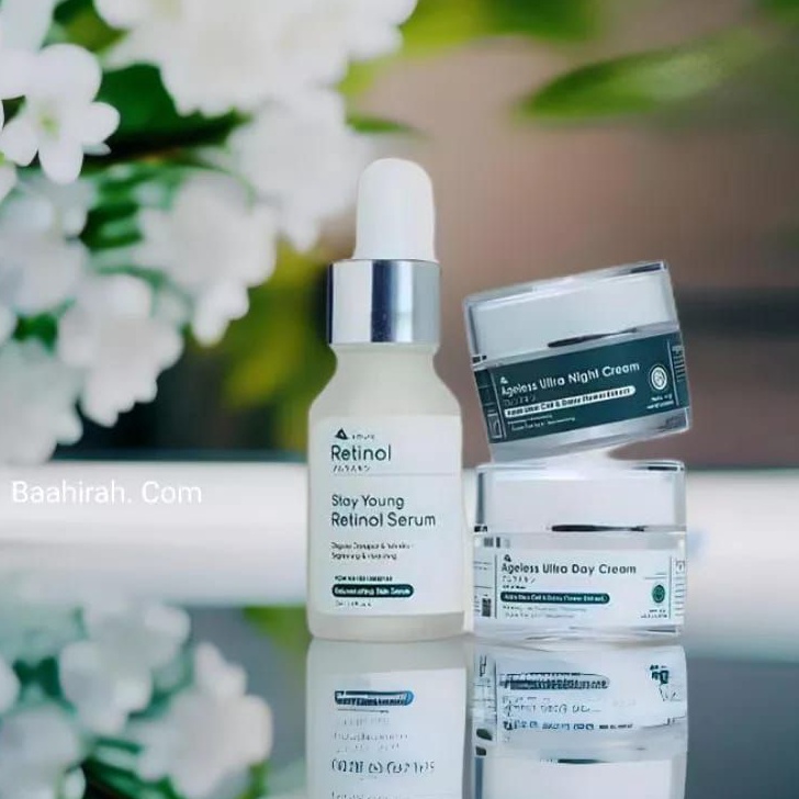 READY STOK Promo Paket 3 in 1 Amura Skincare Serum Retinol Dan Amura Cream Siang Cream Malam