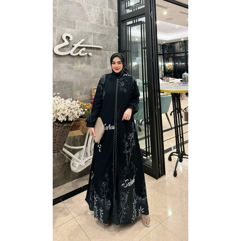 zahira set hijab ori Sarah/gamis payet/dress syari lebaran/kondangan mewah/putih/cream/coksumuda/hit