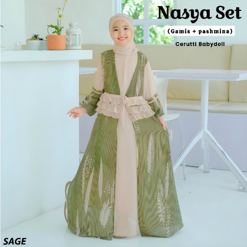 [ALTAIR.KIDS] NASYA Gamis Anak Perempuan Premium Bahan Ceruty Babydoll Printing 5-11 Tahun