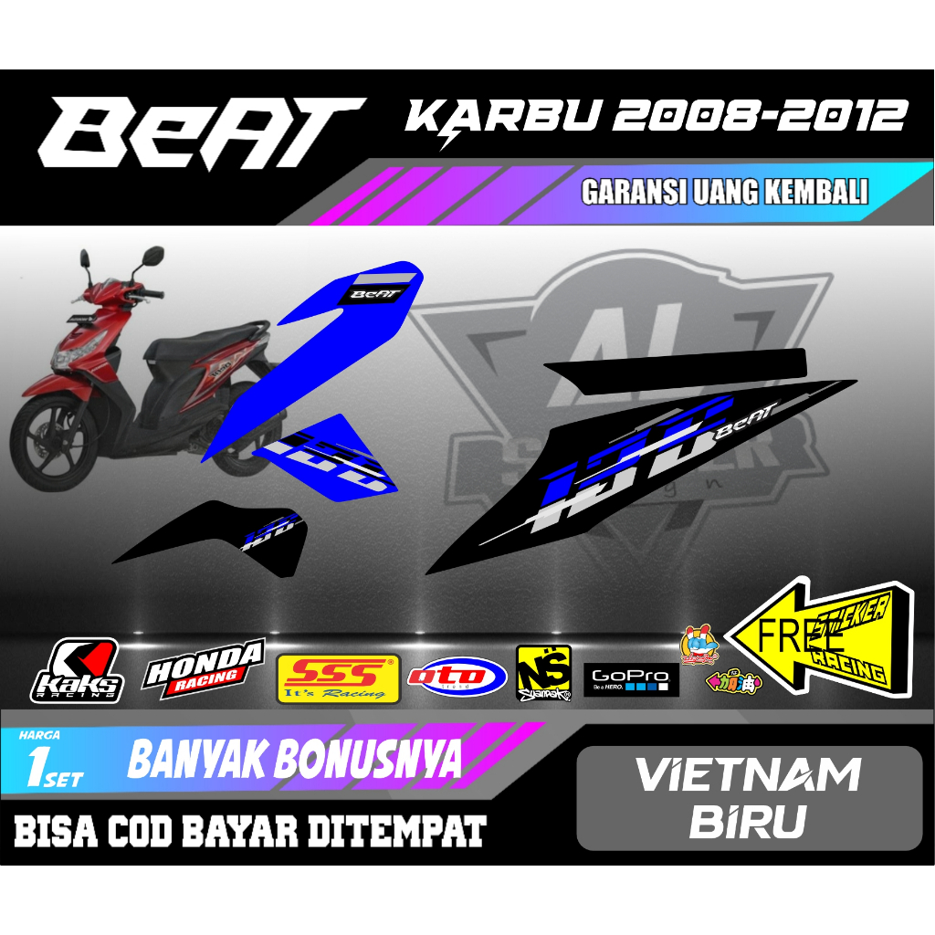 Striping Beat Karbu Motif Vietnam Style Setriping Stiker Sticker Setiker Motor Semi Full Body Honda 