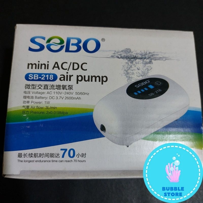MESIN AERATOR ACDC SOBO SB-218 / SOBO POMPA UDARA AC DC AERATOR AQUARIUM SB 218 / MINI AC DC SOBO SB