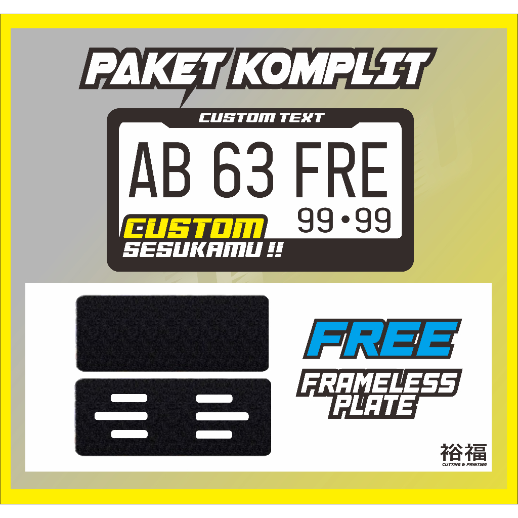 Plat Nomor Akrilik jepang / US /  JDM Custom Frame + Plat / PNP SEMUA MOTOR