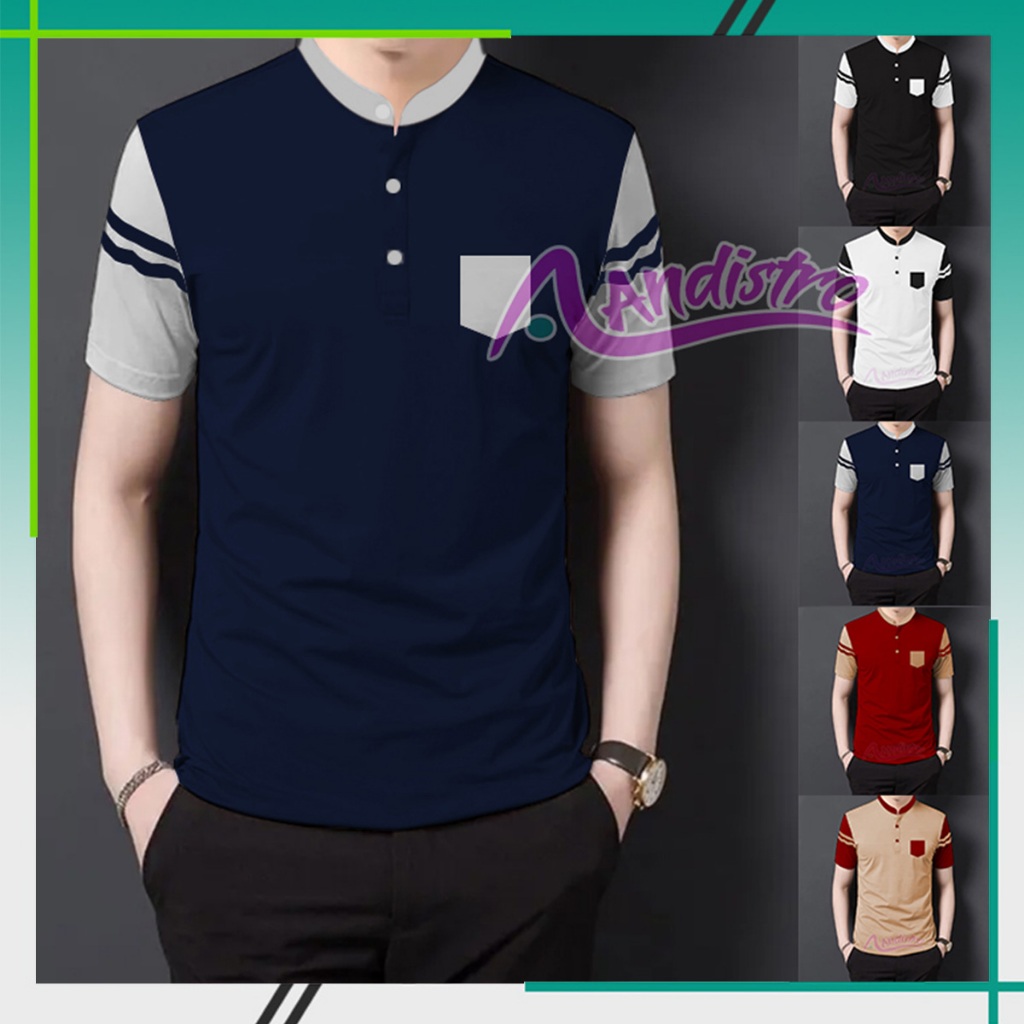 COD Bayar Dirumah  Kaos Polo Pria Terbaru Saku Depan Keren Kerah Shanghai / Baju Kaos Polo Distro Pr