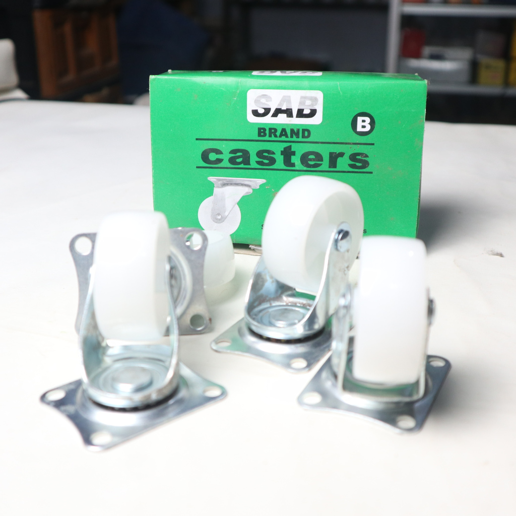 Roda Casters 2 Inch 1 Set ( 4 pcs ) Merk SAB, Roda Troli Bahan Nylon