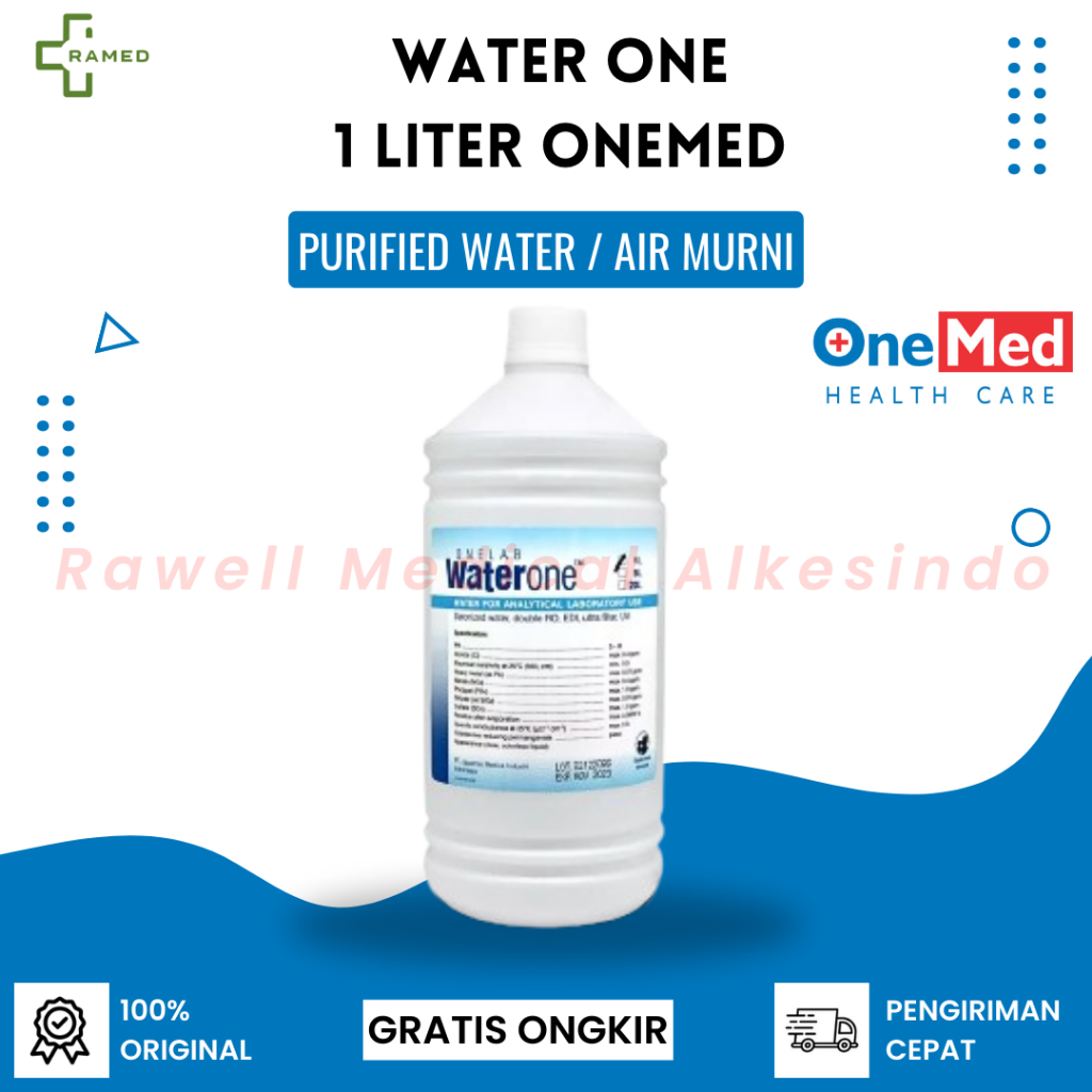 Water One 1L Onemed / Aquades / Aquabidest / Purified Water Air Murni 1 Liter