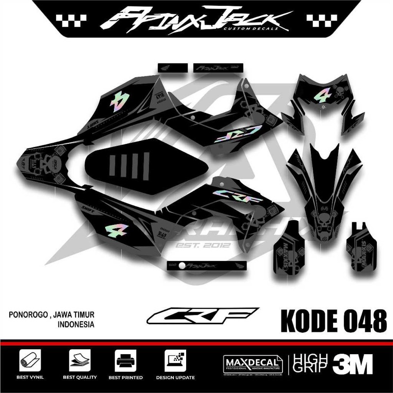 decal crf 150l -decal crf keren- decal crf 150l full body- decal crf hitam glosy