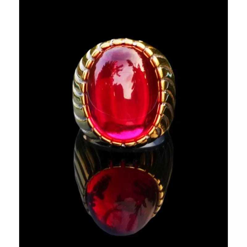 Batu Cincin Pria Merah Delima Bangkok Super Mewah Termurah HQ asli