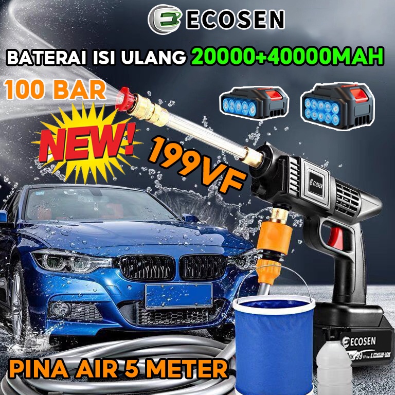 MURAH ECOSEN mesin cuci mobil cordless 199VF alat cuci mobil alat cuci motor semprotan cuci motor al