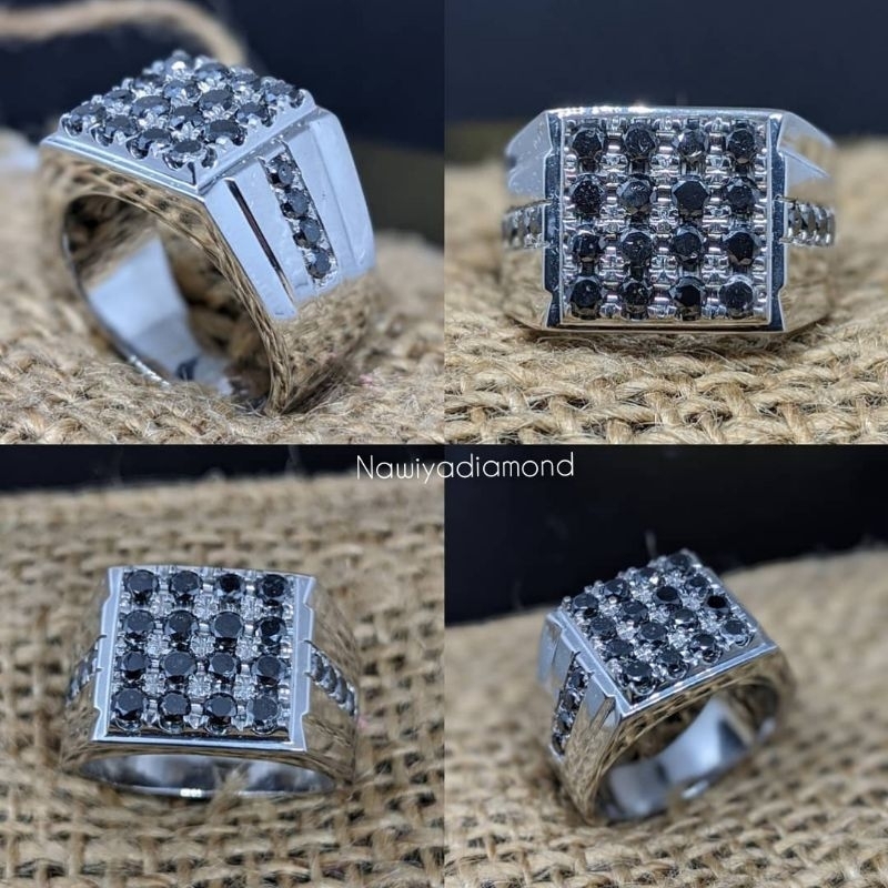 Cincin Berlian Hitam Pria Asli ORIGINAL Natural Black Diamond