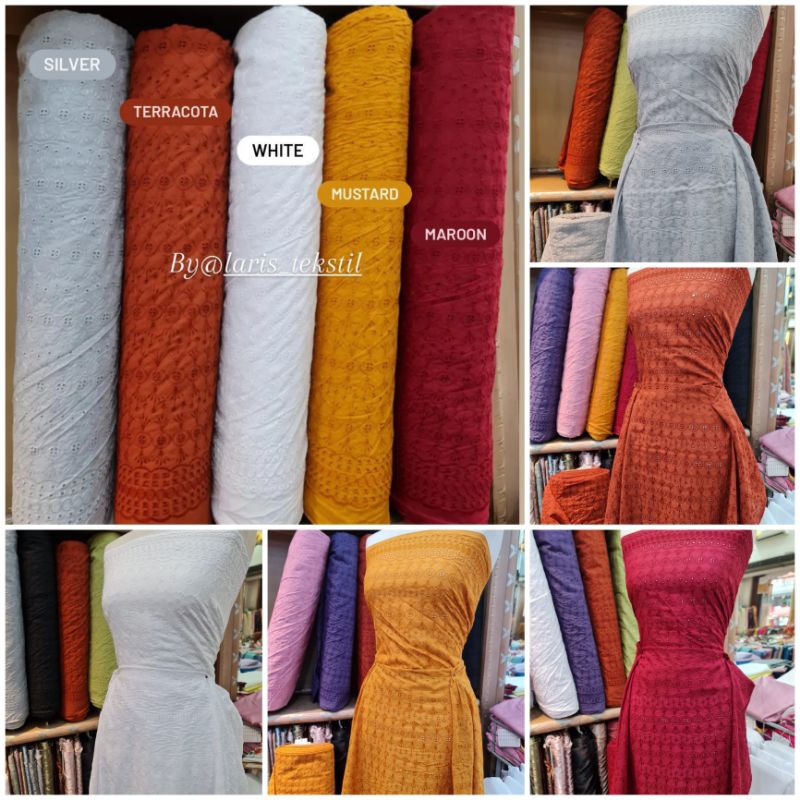 Bakal Kain Katun Bordir Bolong/ Cotton Bordir/ Katun Motif Bolong