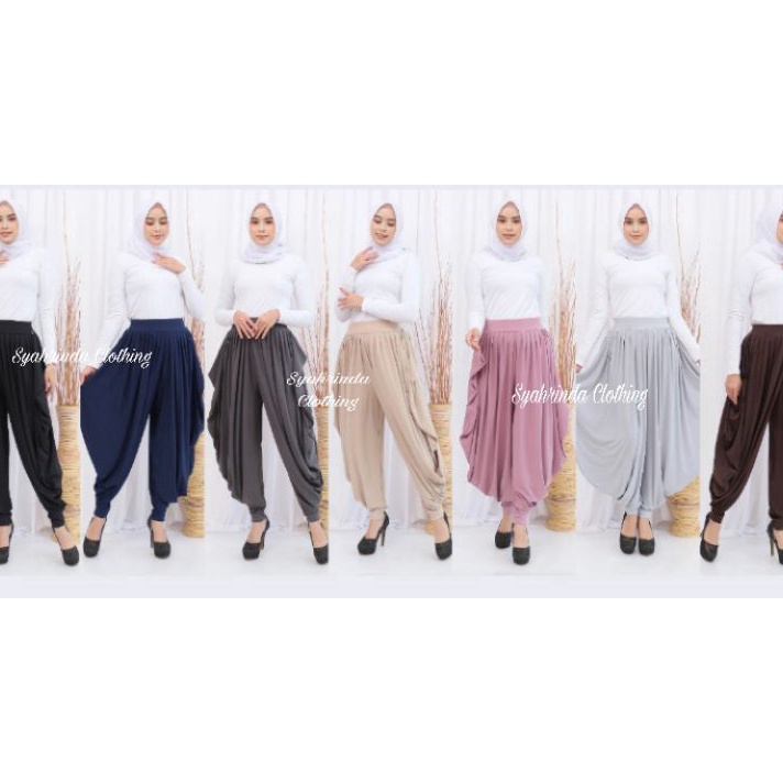 Ready Stok CELANA PANJANG ALADIN WANITA JERSEY POLOS PREMIUM