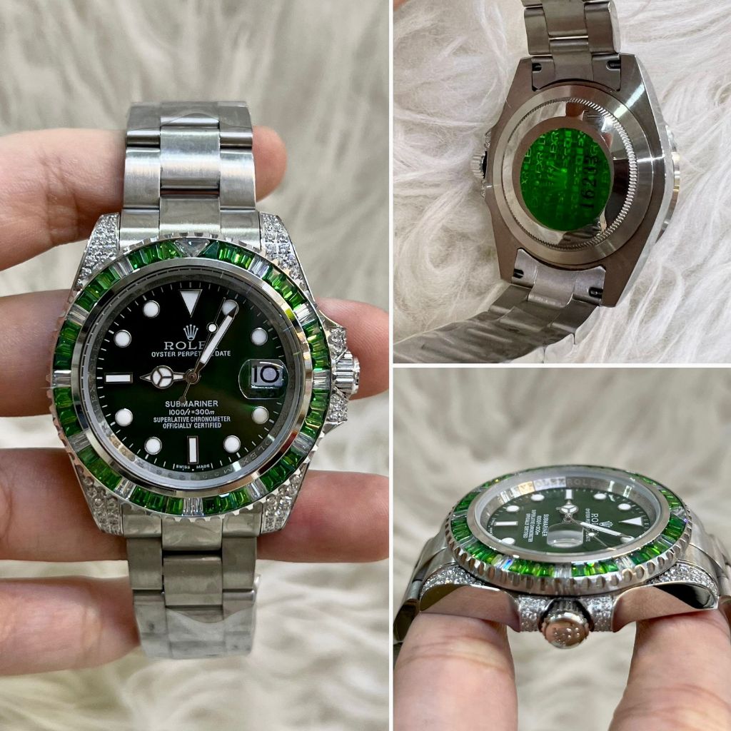 [ Jam ROLEX ] JAM TANGAN ROLEX AUTOMATIC FASHION DIAMOND - Jam Tangan Rolex Submariner Silver Green