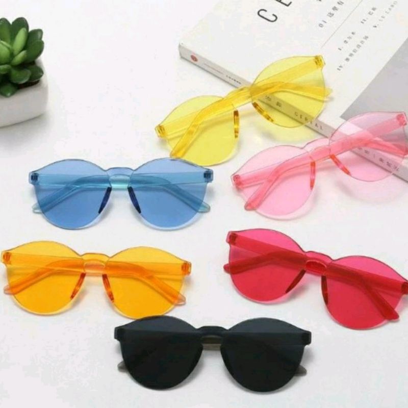 Kacamata fashion transparan tanpa frame warna warni kacamata transparan tanpa frame kacamata korea j