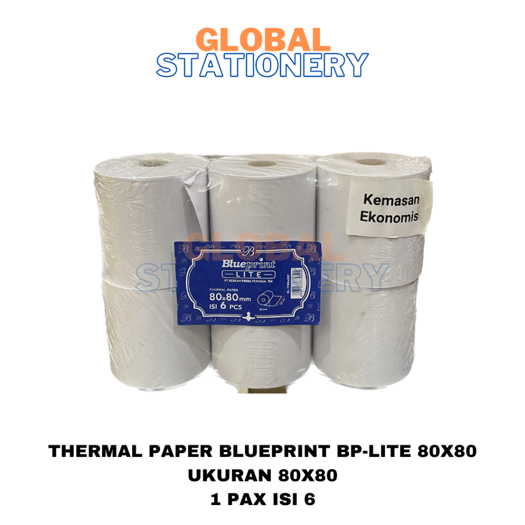 

Kertas Thermal Blueprint BP LITE 80 x 80 80x80 isi 6 Roll Struk Paper Kasir 80x80