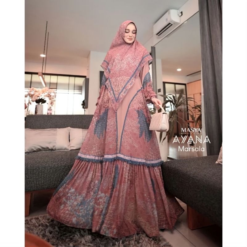 [READY SIAP KIRIM MASYA] SALE LEBARAN GAMIS SYARI TERBARU / DRESS SET PRINTING " TANIA, AYANA, HALWA