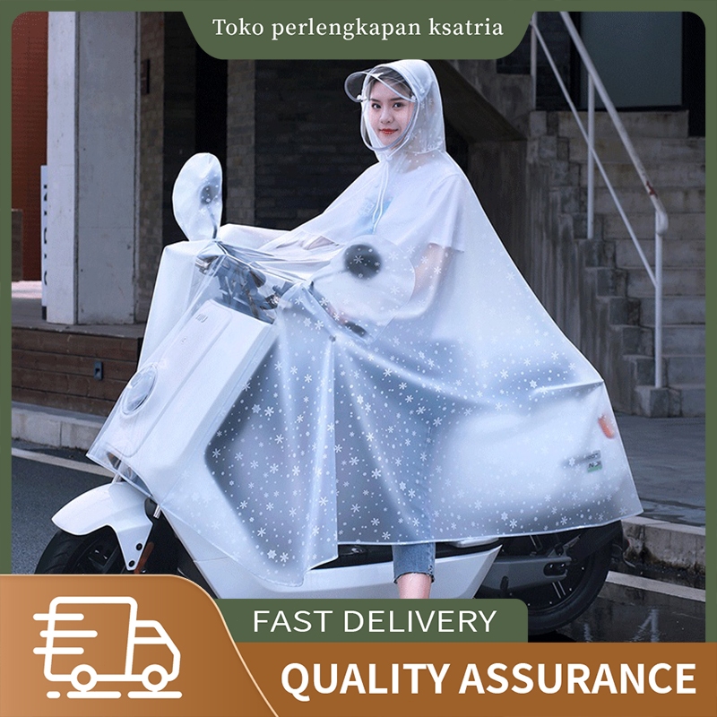 kendaraan listrik jas hujan transparan tunggal ganda jas hujan dewasa mengendarai sepeda motor jas hujan