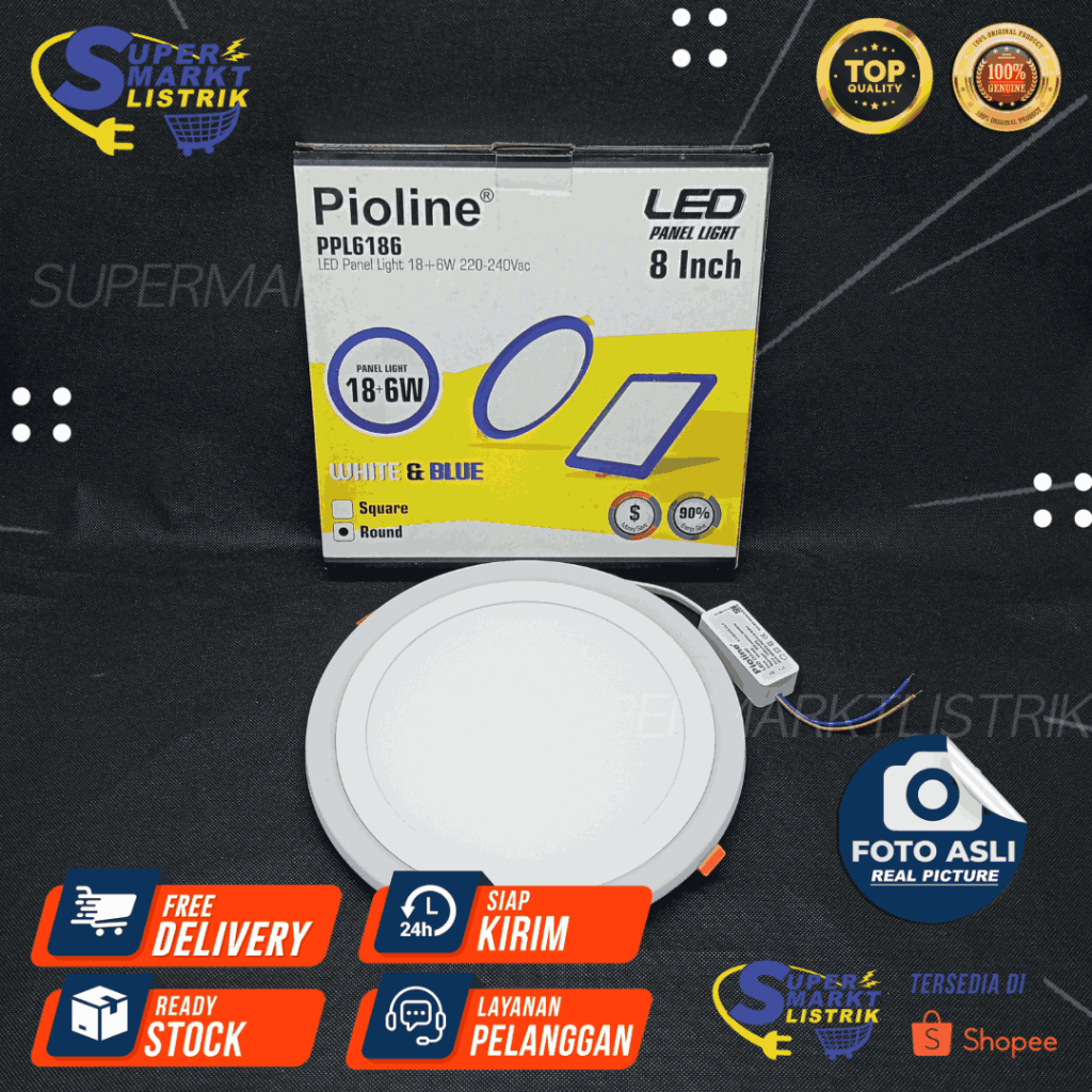 LED Panel Light 8 Inch 18+6W Warm White Pioline