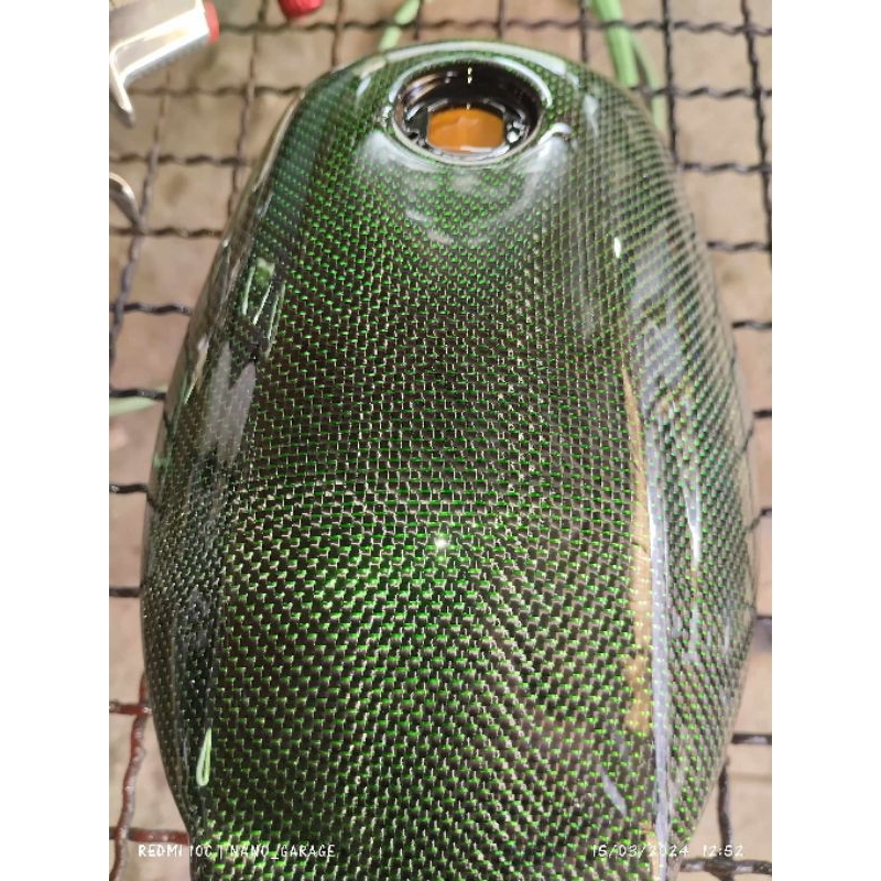 Serat Karbon Kevlar Fiber 3K Benang Hijau Green Metalik Plain