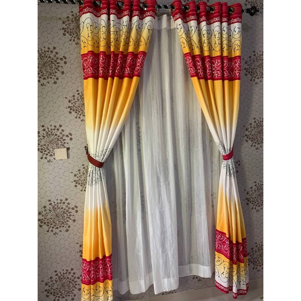 Gorden rumah katun disperse motif batik pink