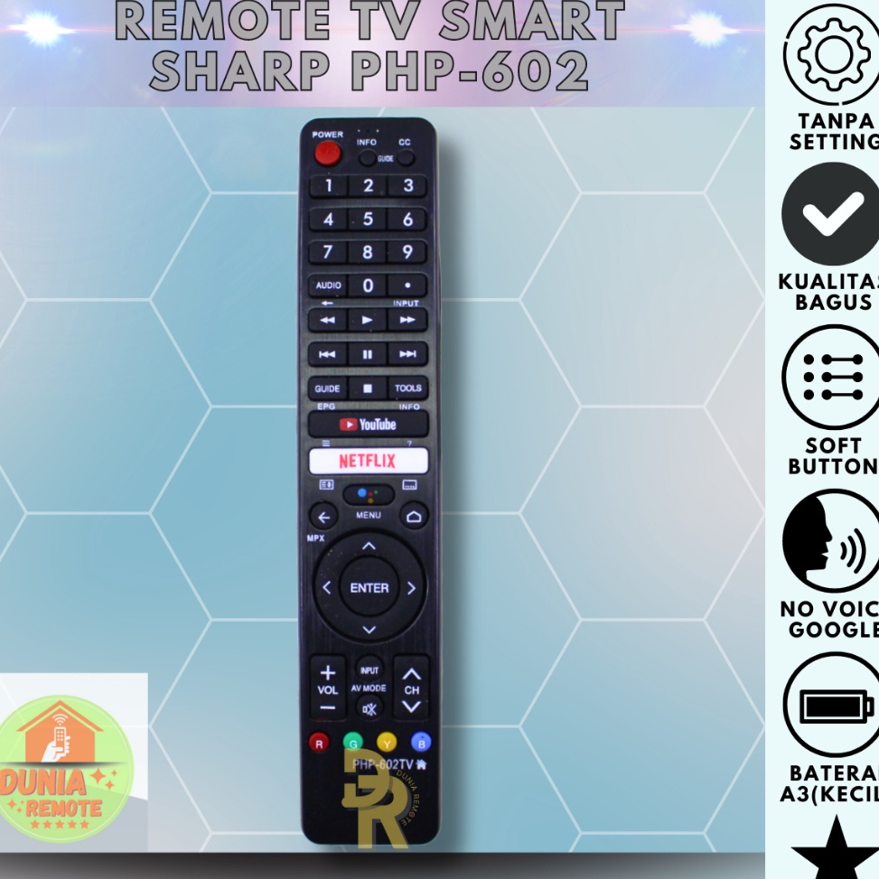 UPO982 Free Ongkir Remote Tv Sharp Php62Tv Android Smart LedLcd Aquos NoSetting