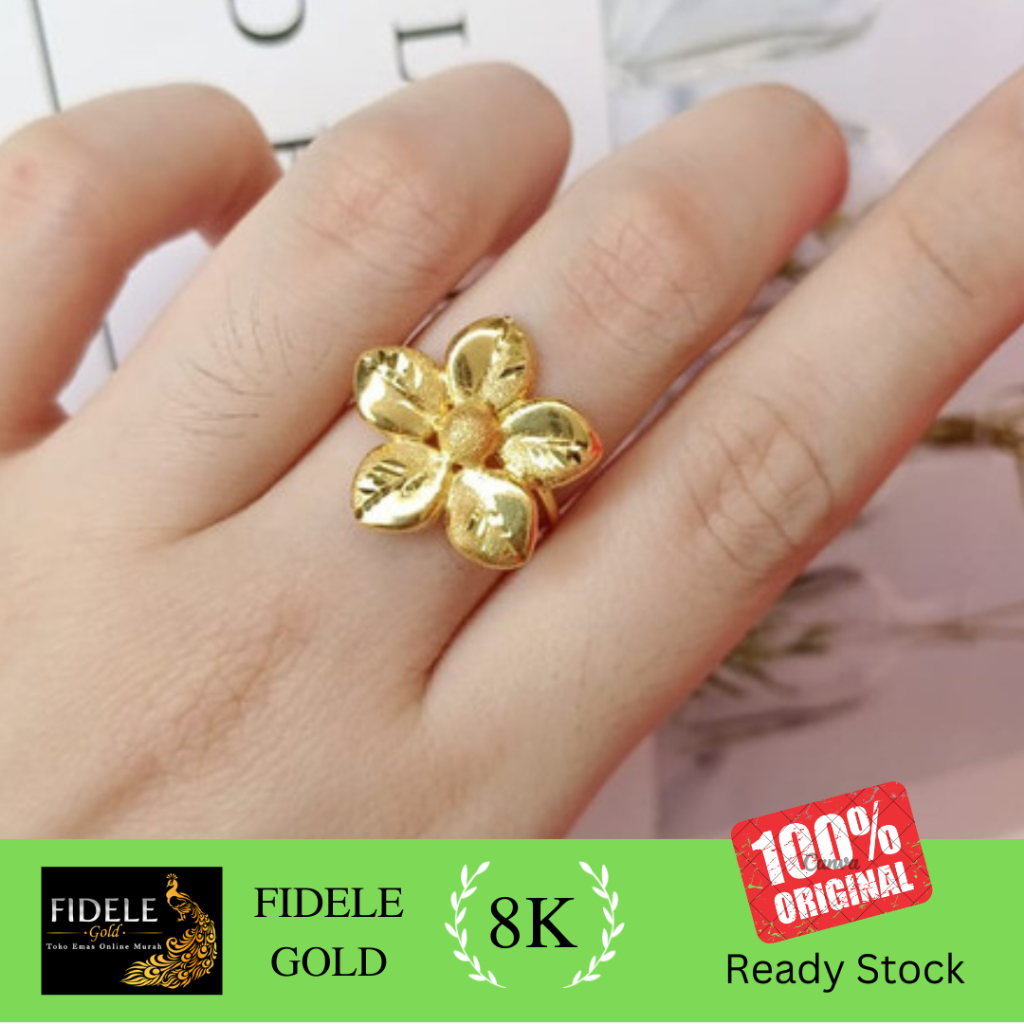 Cincin bunga kendari fashion emas asli kadar muda 375