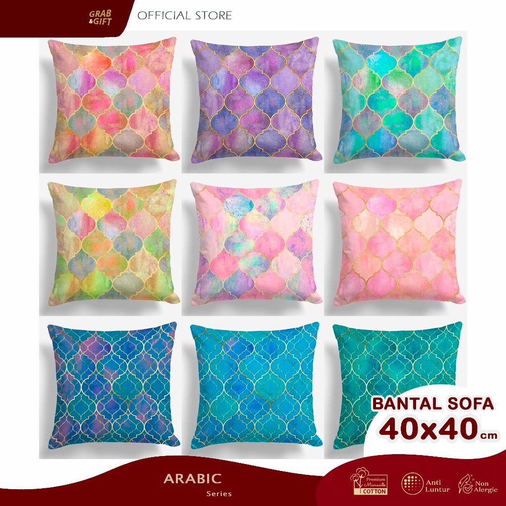 Bantal Sofa Print Motif Arabic Turkish Colorful 40x40 cm