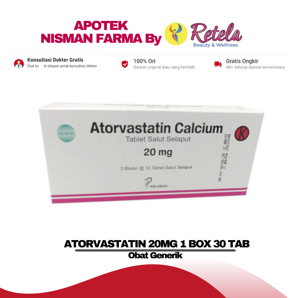 ATORVASTATIN 20MG 1 BOX ISI 30 TABLET OGB