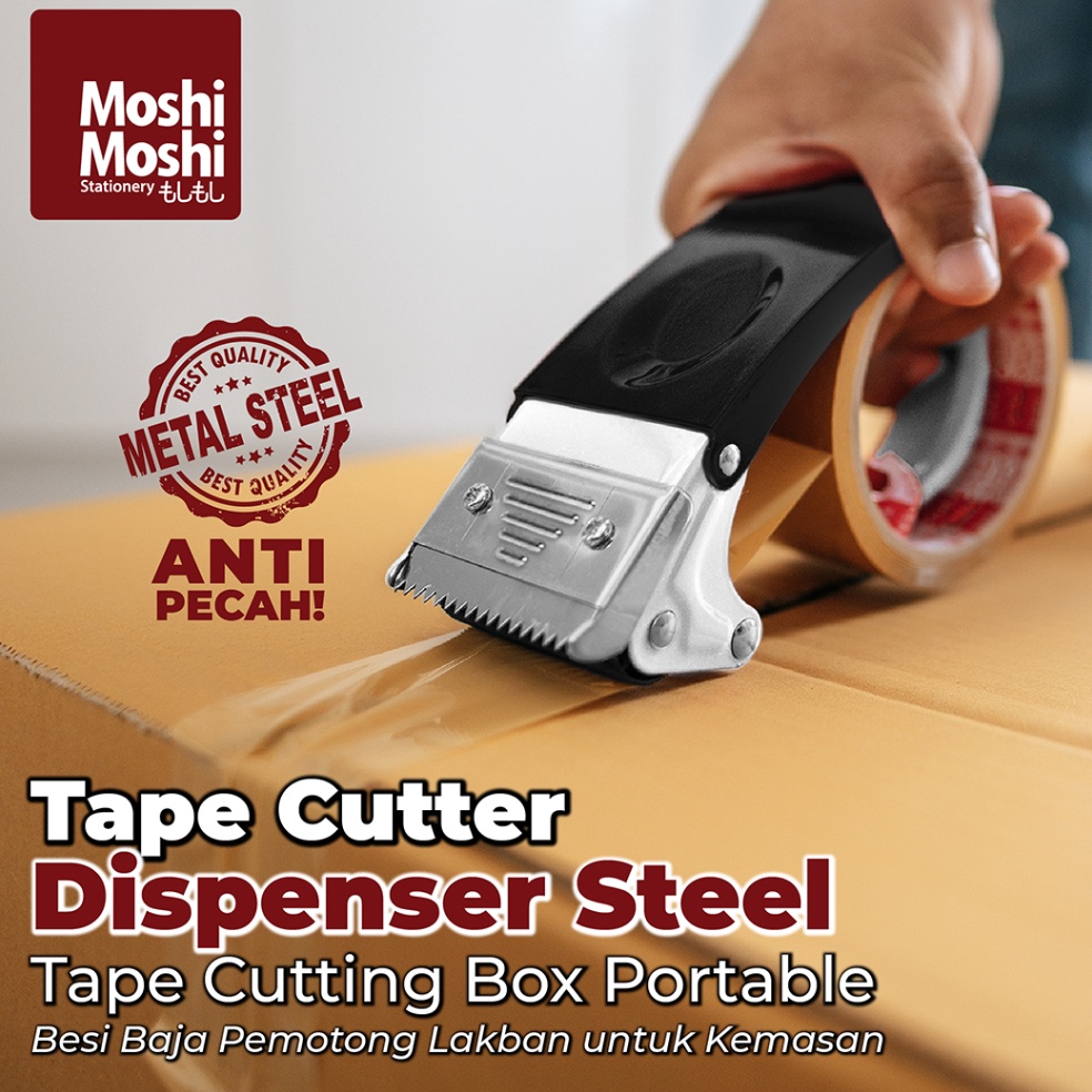 

VOM918 Dijamin Ori Tape Dispenser Box Steel Pemotong Selotip Lakban Cutter Packaging Besi