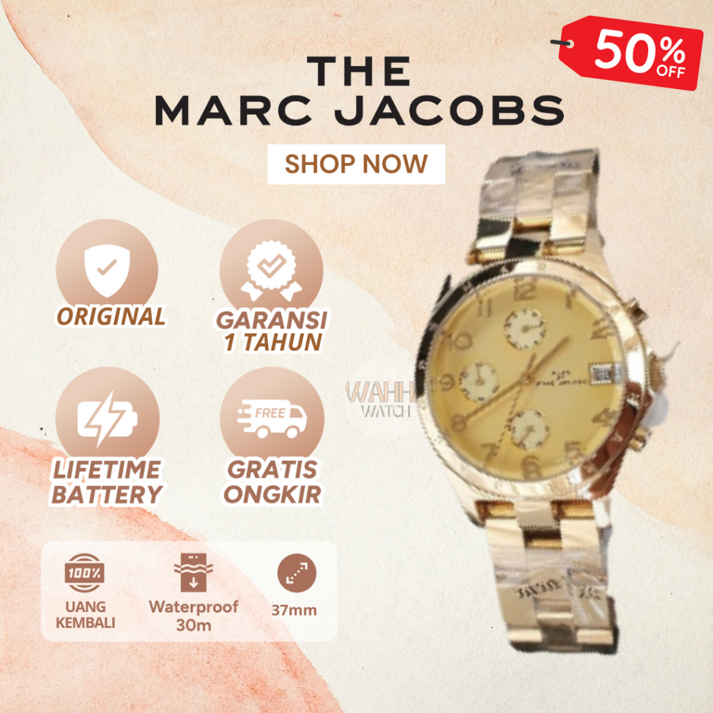 [ORIGINAL]-[COD] ✅ Jam Tangan Marc Jacobs MJ3074 Ladies Rose Gold Dial Gold Watch [BERGARANSI]