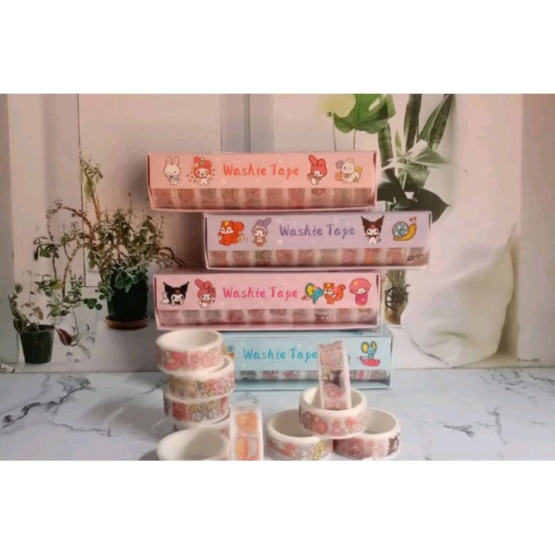 

(10ROLL) Washi Tape Pita Perekat Selotip Kertas Warna SANRIO MELODY KUROMI
