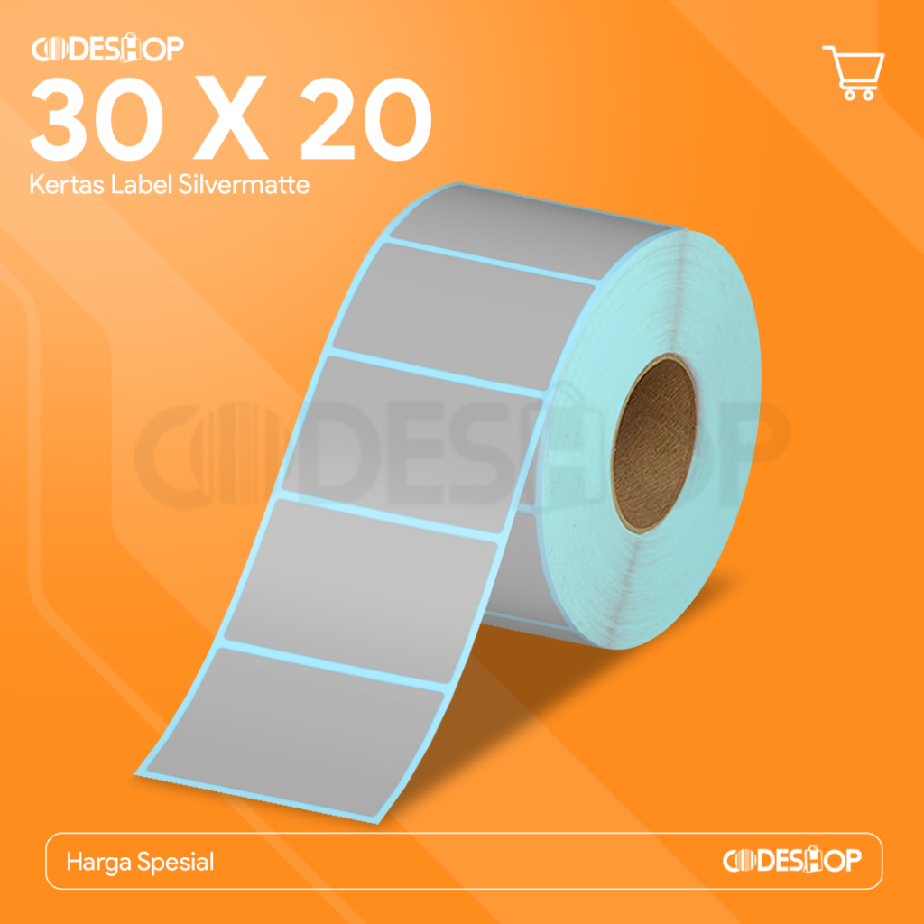 

Label Stiker Silver Matte 30 x 20 mm 1 Line 30x20mm 1000pcs 30mmx20mm