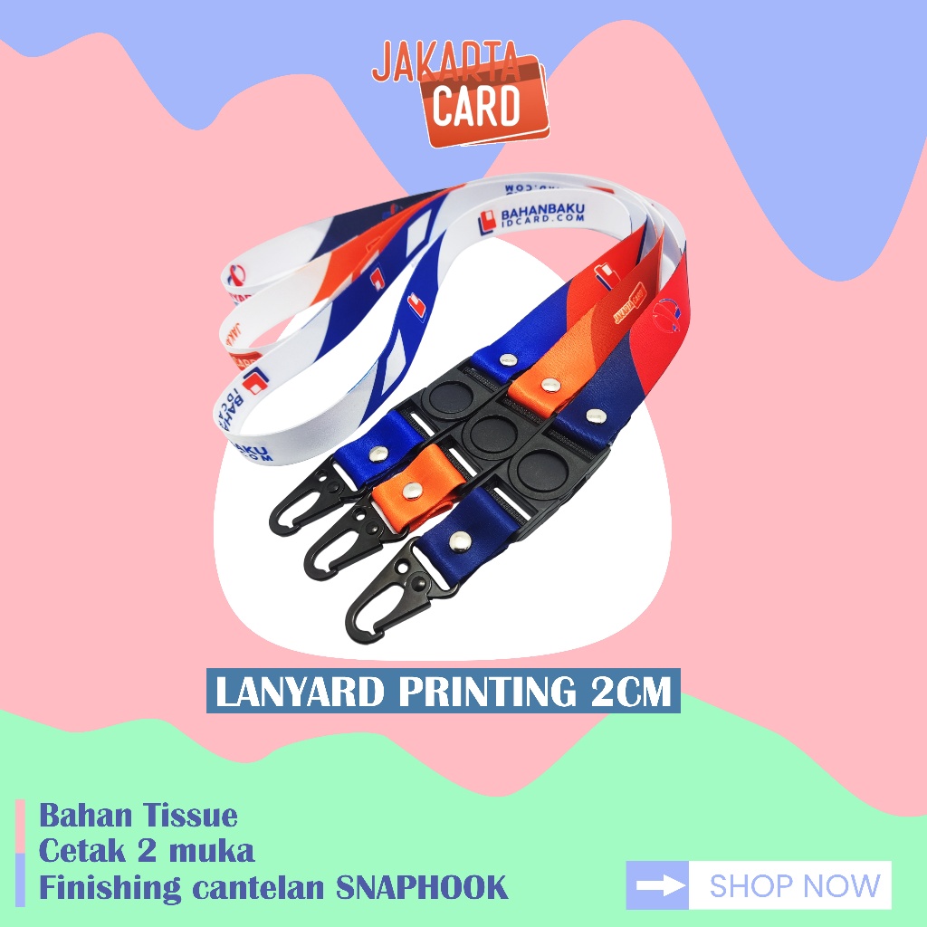 

custom tali lanyard snaphook print sublim 2cm cetak 2 muka / tali idcard snaphook printing dua cm cetak dua muka / nametag