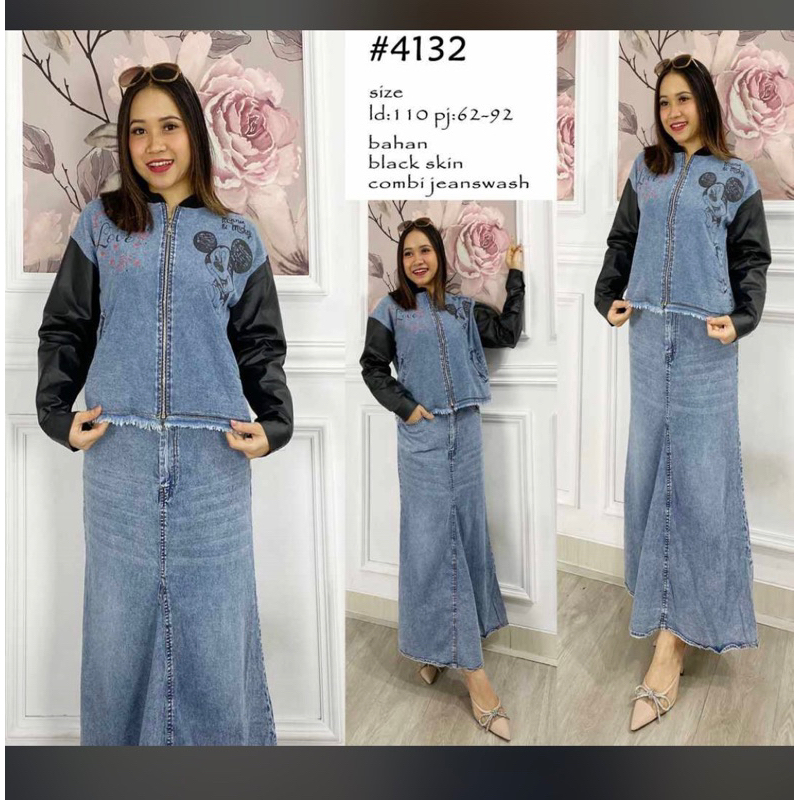 Setelan Rok Jeans Mickey
