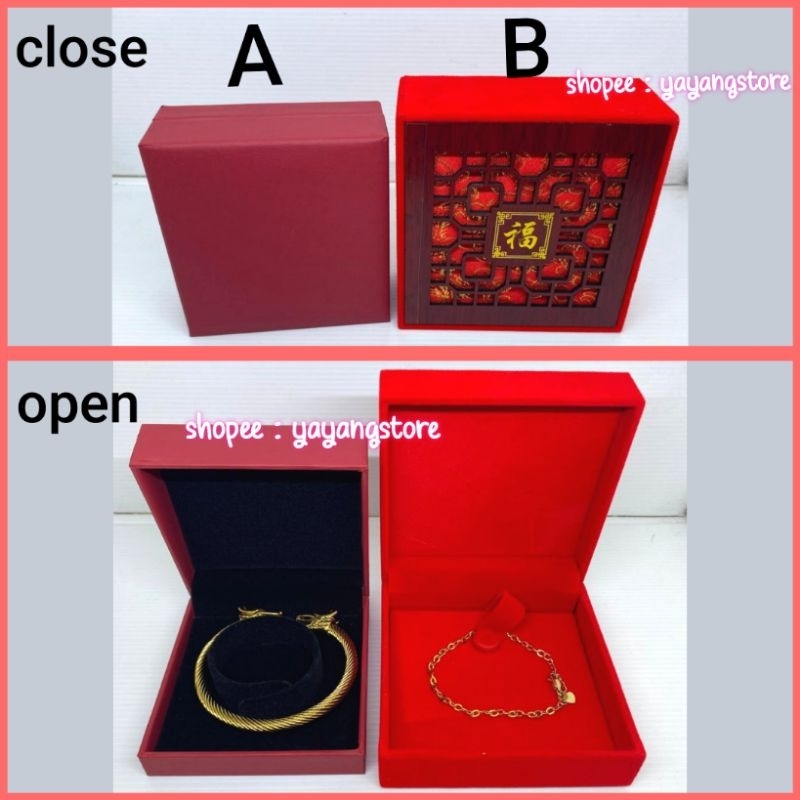 Box Kotak Gelang Merah / Bracelet Box / Kotak Gelang Rantai Emas Bangle