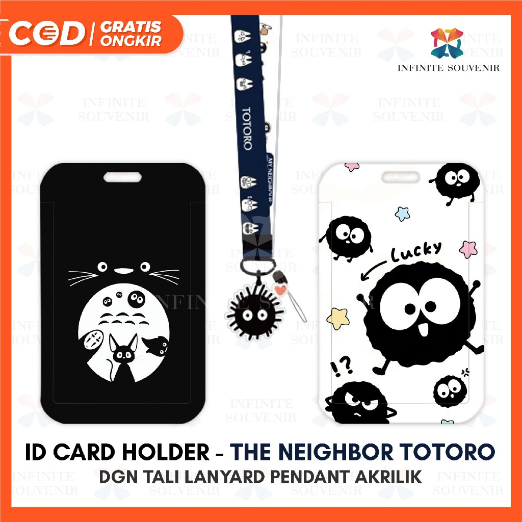 

[N003] The Neighbor Totoro / Name Tag Card Holder Motif Karakter Totoro / Kucing Coklat / Hamster / No Face Man / Susuwatari dengan Tali Lanyard Pendant Akrilik / ID Card Holder Tali Gantungan Acrylic Lucu / Nametag / Tempat Kartu Flazz / Emoney