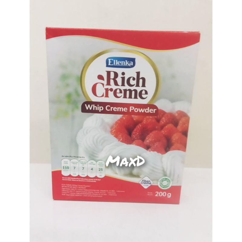 

Whip Cream Bubuk Ellenka Rich Creme 200 gr 1 Pcs