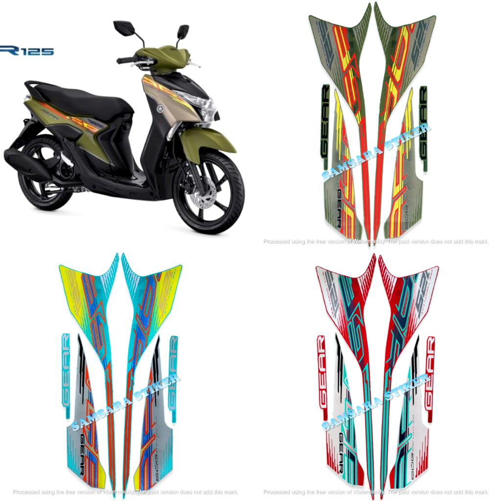 STICKER STRIPING LIST POLET BODY MOTOR YAMAHA GEAR 125 2024 STANDAR FULL SET