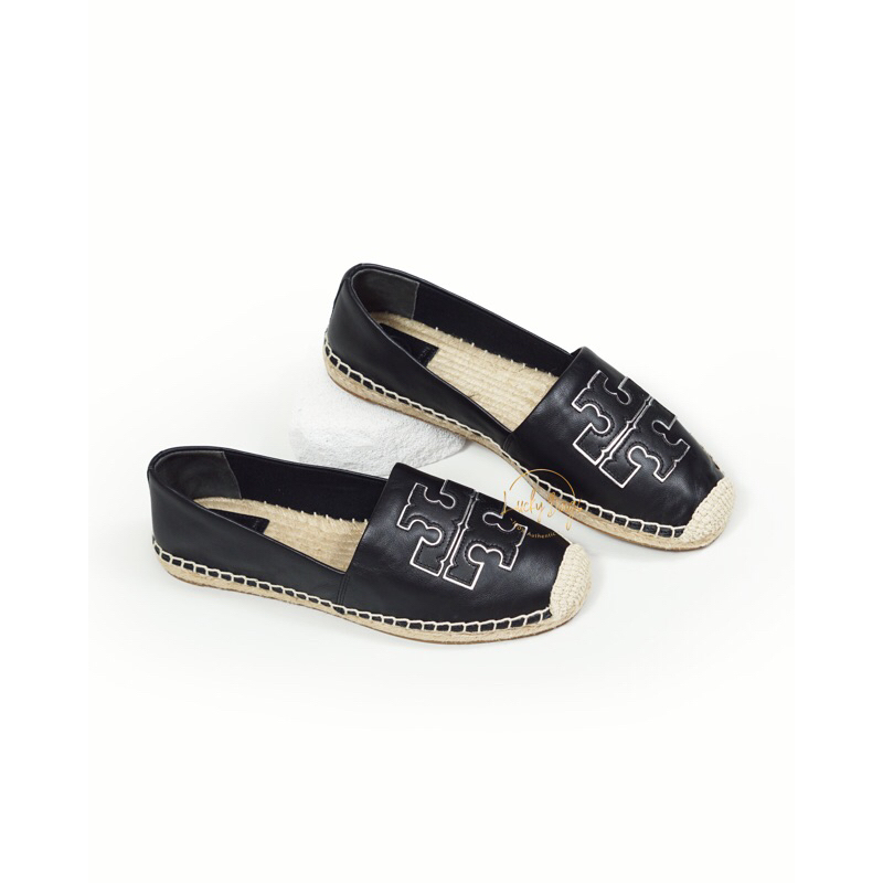 tory burch ines espadrille nappa leather/calf leather/mettalic calf leather (authentic / original )