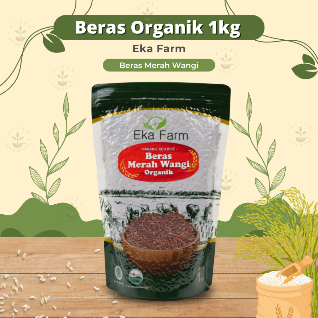 

Beras Merah Wangi organik Eka Farm kemasan vacum 1 Kg