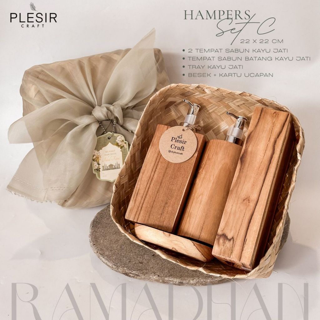 Hampers Lebaran Set C | Peralatan Kayu Jati | Hampers Kotak Sabun Kayu