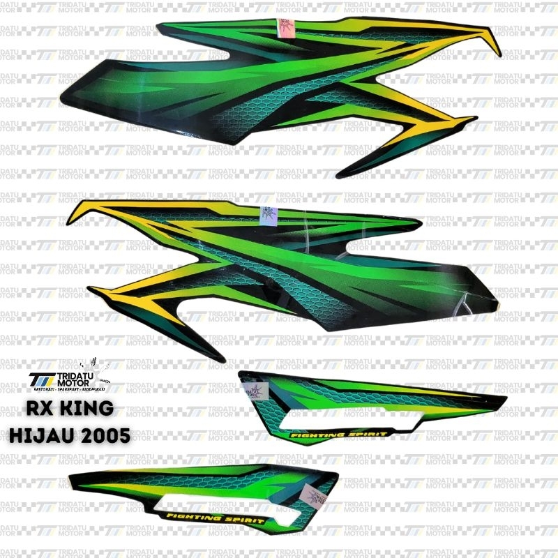 STRIPING YAMAHA RX KING HIJAU BIRU HITAM 2005 STICKER RX-KING BIRU HIJAU 2005 BERLAMINASI KUALITAS O